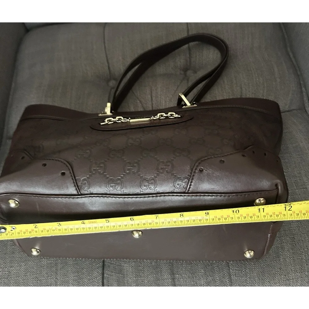 GUCCI Guccissima Shoulder Tote Bag GG Dark Brown Leather 145993 Authentic